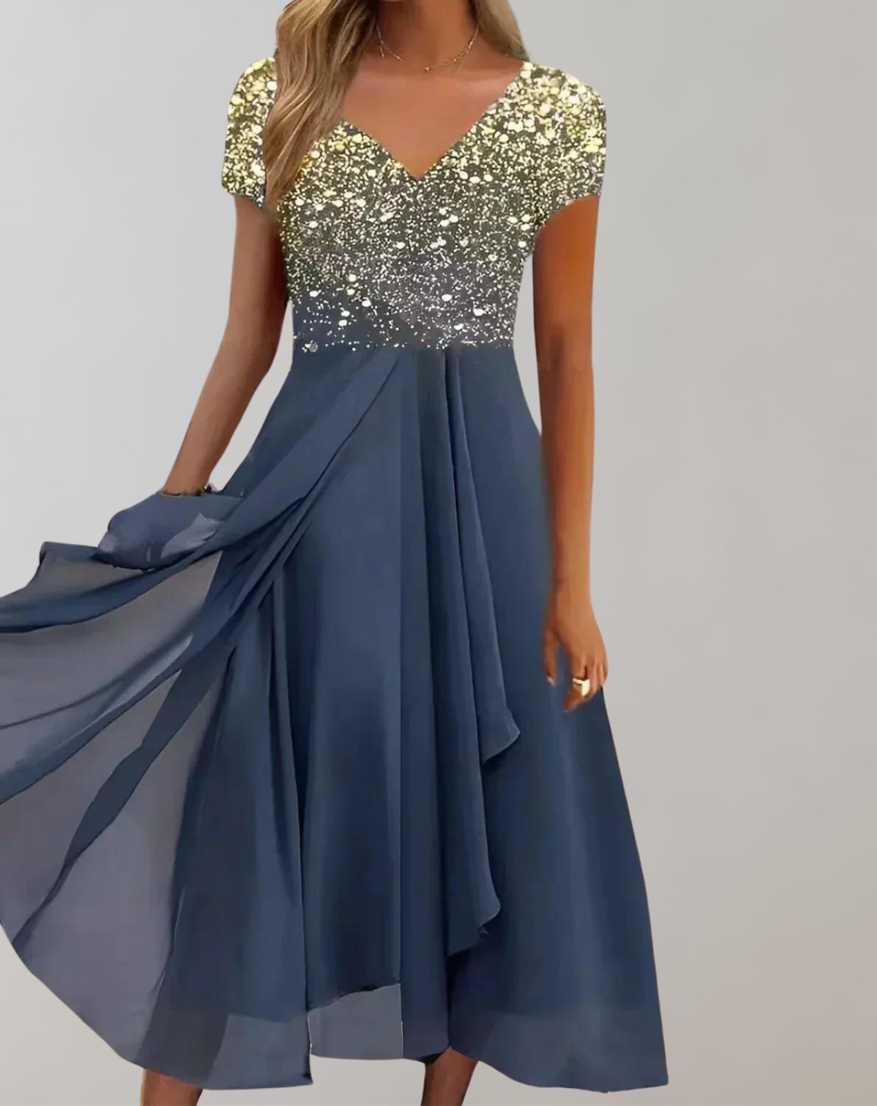 Out-Shine | Bright Flower Dress | Women's Evening Dress | Shiny top dress