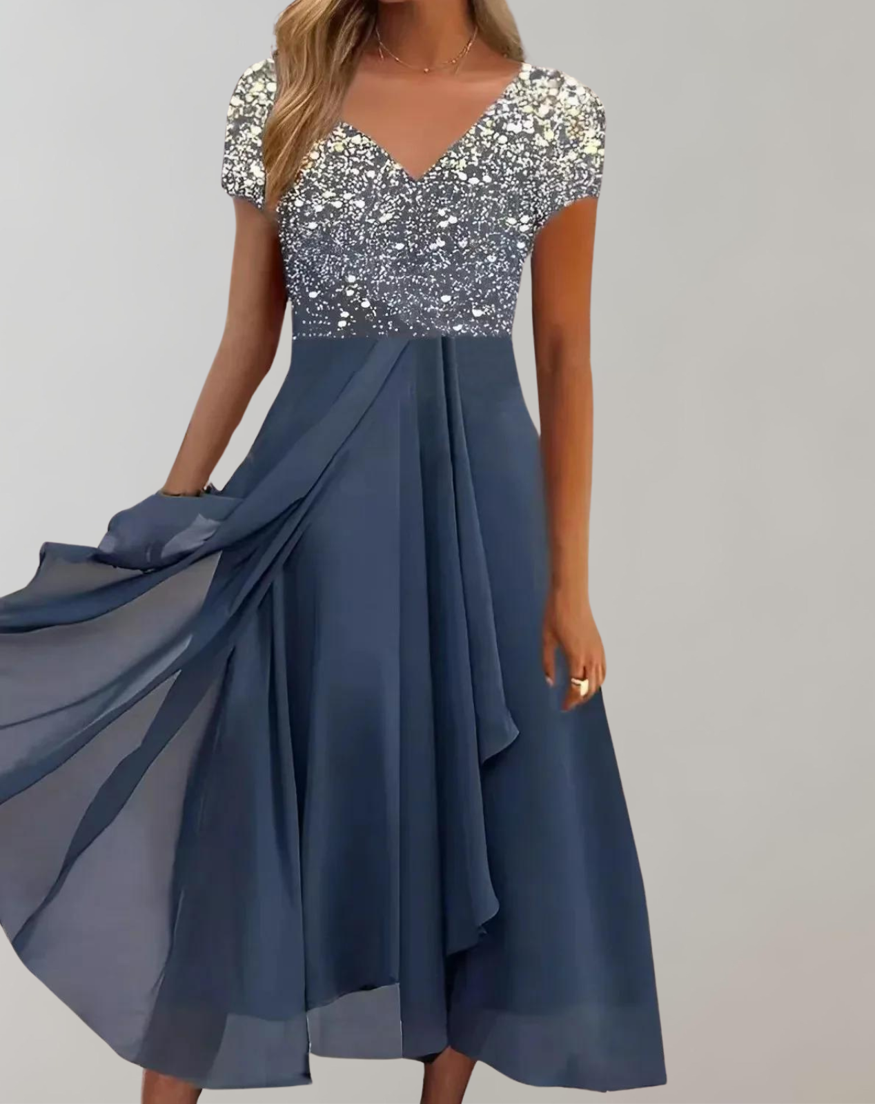 Out-Shine | Bright Flower Dress | Women's Evening Dress | Shiny top dress