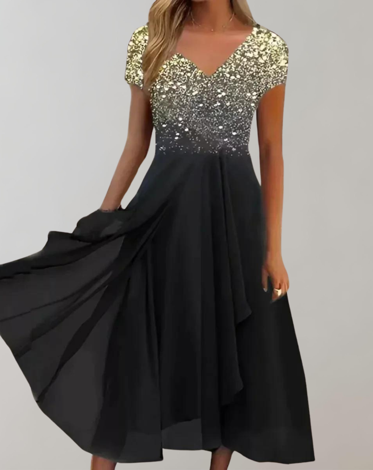 Out-Shine | Bright Flower Dress | Women's Evening Dress | Shiny top dress