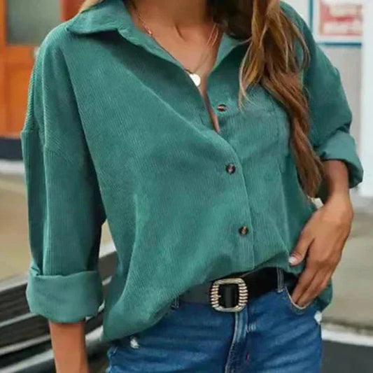 Out-Shine | Soft Corduroy Button-Up Shirt for Women