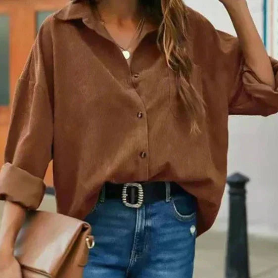 Out-Shine | Soft Corduroy Button-Up Shirt for Women