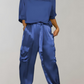 Out-Shine | 2-Piece Set | Elegant Satin Top with Satin Cargo Trousers