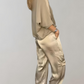 Out-Shine | 2-Piece Set | Elegant Satin Top with Satin Cargo Trousers