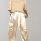 Out-Shine | 2-Piece Set | Elegant Satin Top with Satin Cargo Trousers