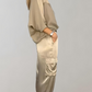 Out-Shine | 2-Piece Set | Elegant Satin Top with Satin Cargo Trousers