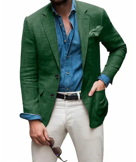 Brillar | Blazer de hombre con correa, ideal para bodas en la playa, corte entallado, color liso, una fila de botones 