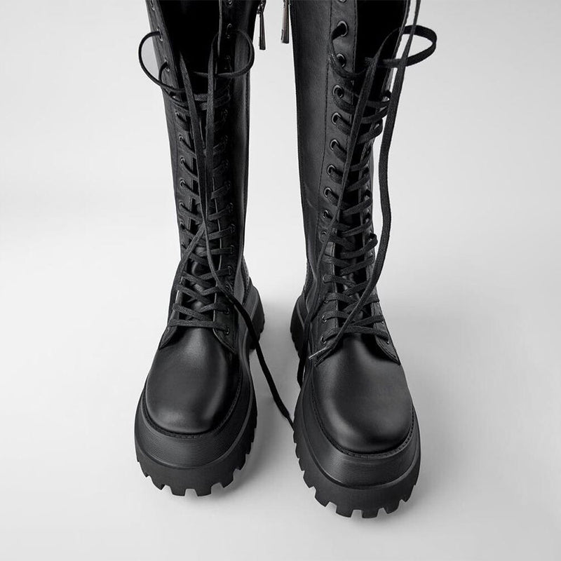 Out-Shine | High Boots Ladies With Lace Track Sole
