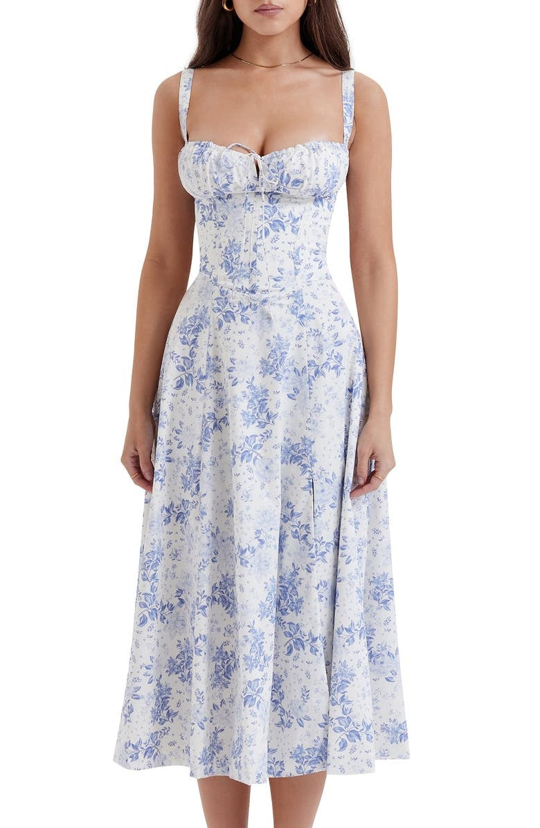 Out-Shine | Flowery Bustier Dress with a Corset Silhouette