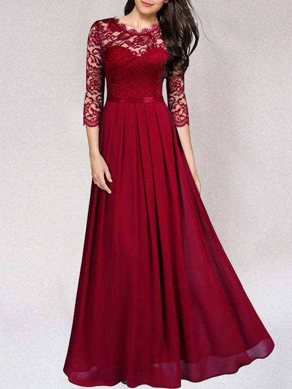 Out-Shine | Flowing Lace Long, Elegant Bridesmaid Dress