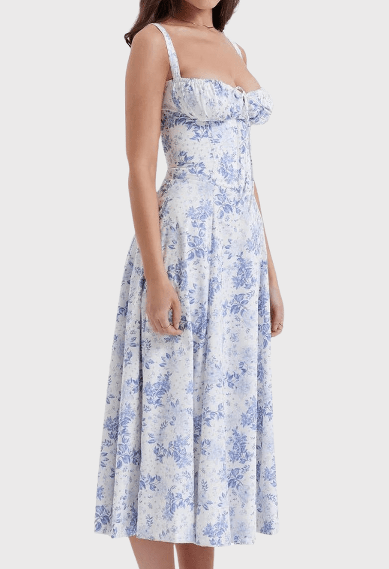 Out-Shine | Chic Midi Corset Sundress for Summer Elegance