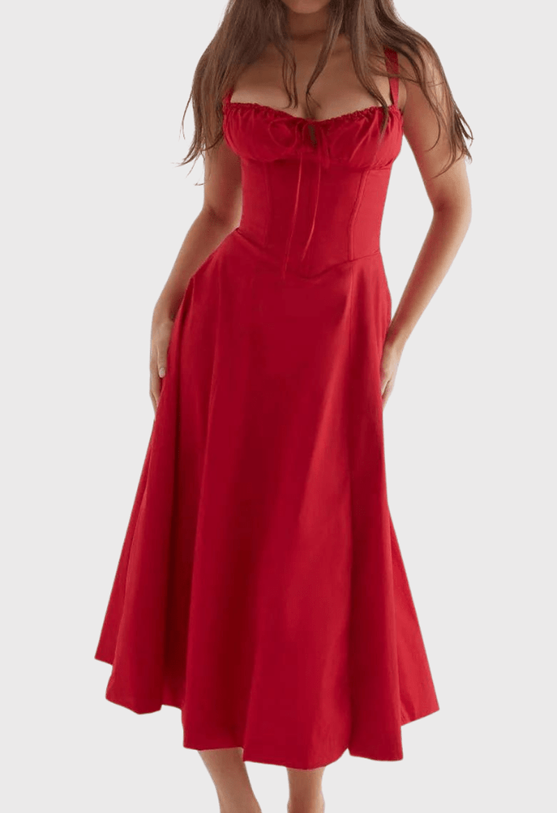 Out-Shine | Chic Midi Corset Sundress for Summer Elegance