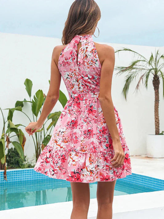 Out-Shine | Chic Summer Chiffon Halter Dress for Effortless Elegance
