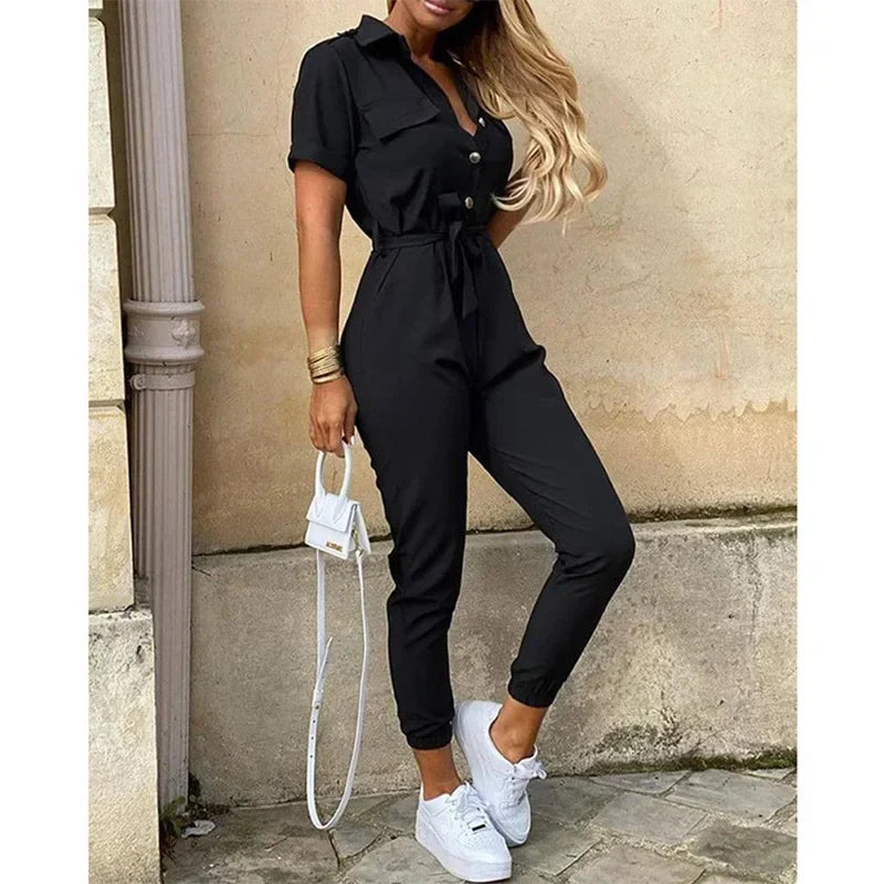 Out-Shine | Elegant Collar Jumpsuit Chic & Versatile Fashion