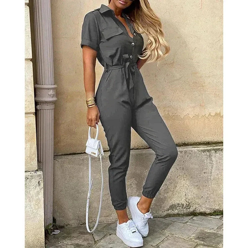 Out-Shine | Elegant Collar Jumpsuit Chic & Versatile Fashion