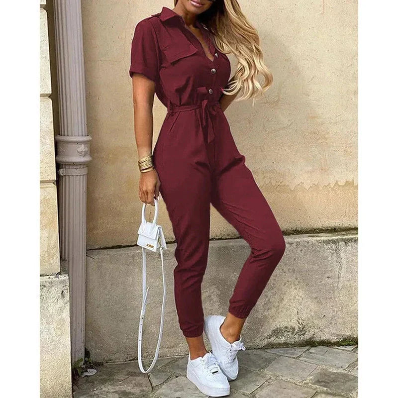 Out-Shine | Elegant Collar Jumpsuit Chic & Versatile Fashion