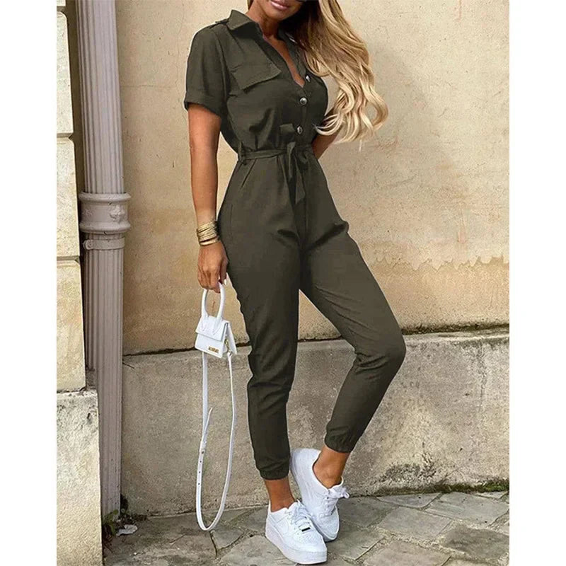 Out-Shine | Elegant Collar Jumpsuit Chic & Versatile Fashion
