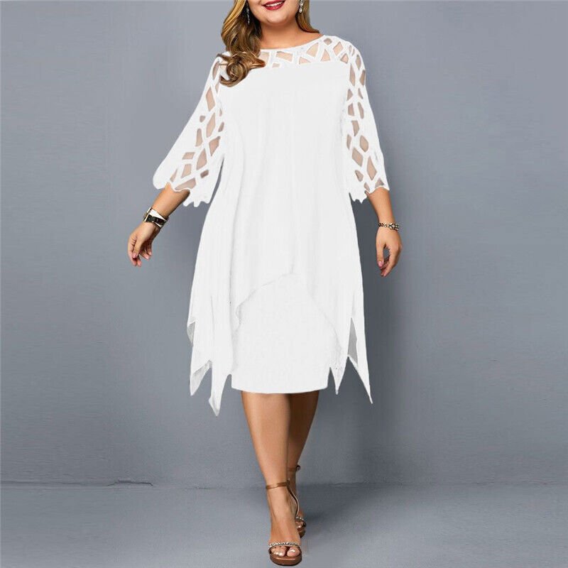 Out-Shine | Stylish Plus Size Flowy Midi Dress For Effortless Elegance
