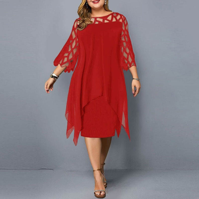 Out-Shine | Stylish Plus Size Flowy Midi Dress For Effortless Elegance