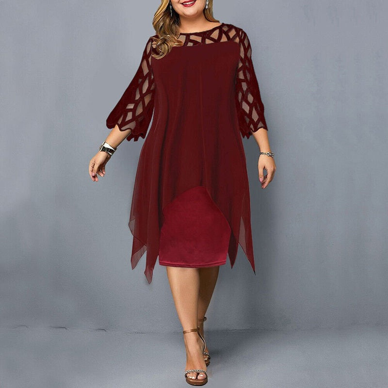 Out-Shine | Stylish Plus Size Flowy Midi Dress For Effortless Elegance