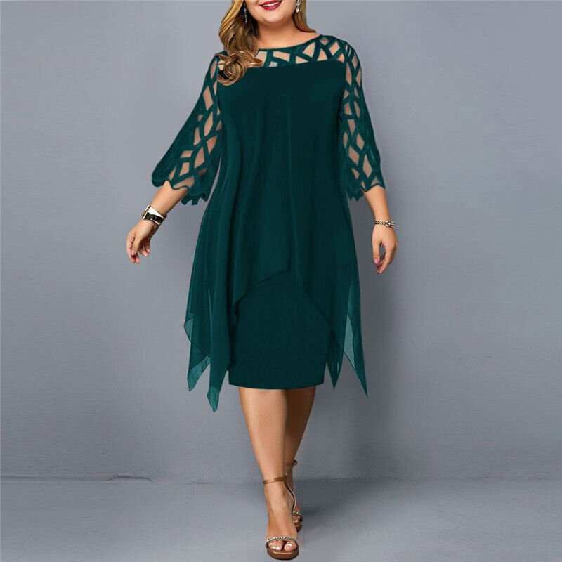 Out-Shine | Stylish Plus Size Flowy Midi Dress For Effortless Elegance