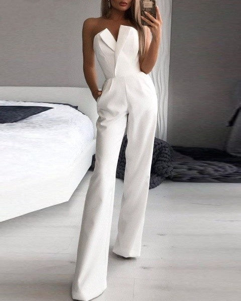 Out-Shine | Stylish Sleeveless V-Neck Jumpsuit For Women