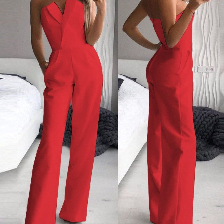 Out-Shine | Stylish Sleeveless V-Neck Jumpsuit For Women