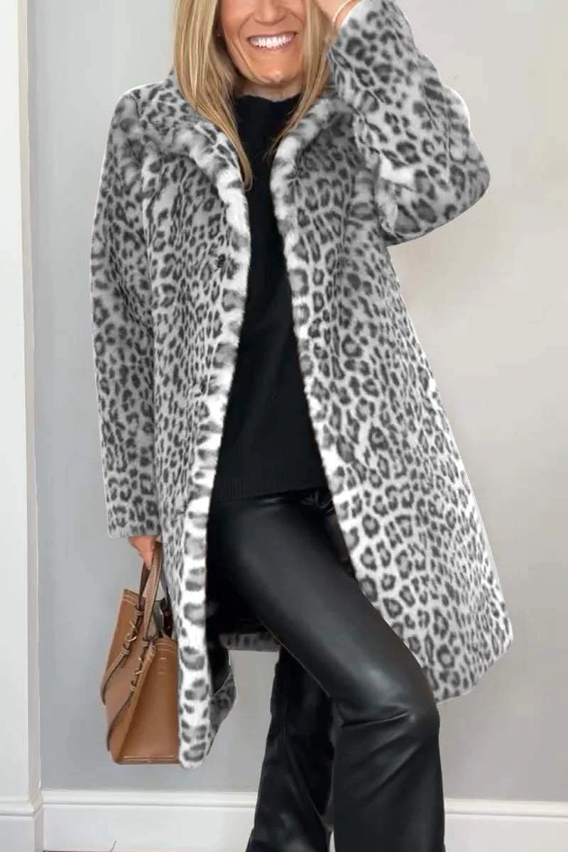 Out-Shine | Leopard pattern plush coat