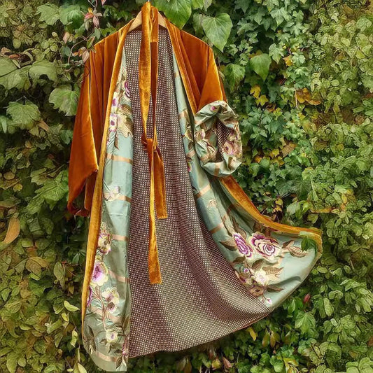 Out-Shine | Satin Digital Floral Size Cardigan Pajamas