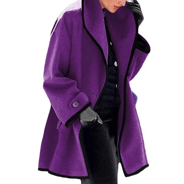 Out-Shine | Multi-colored Loose Hooded Wool Coat
