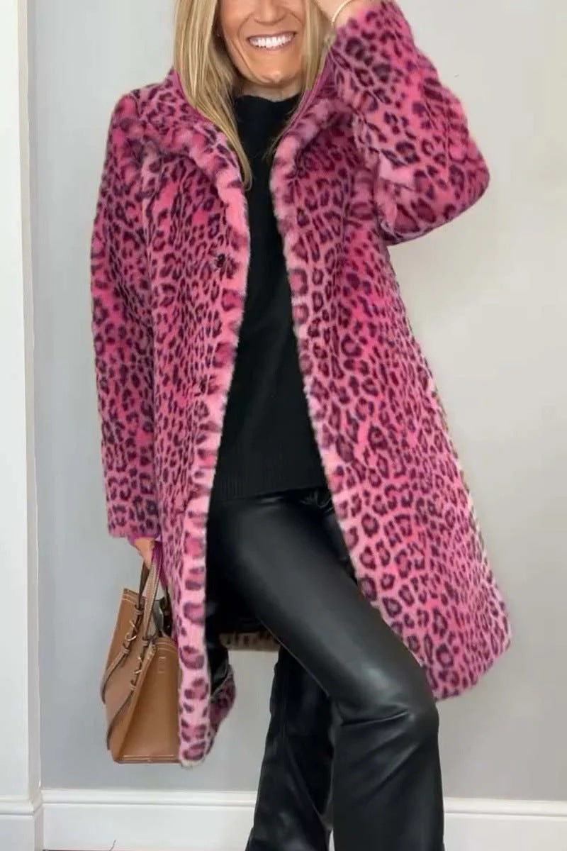 Out-Shine | Leopard pattern plush coat