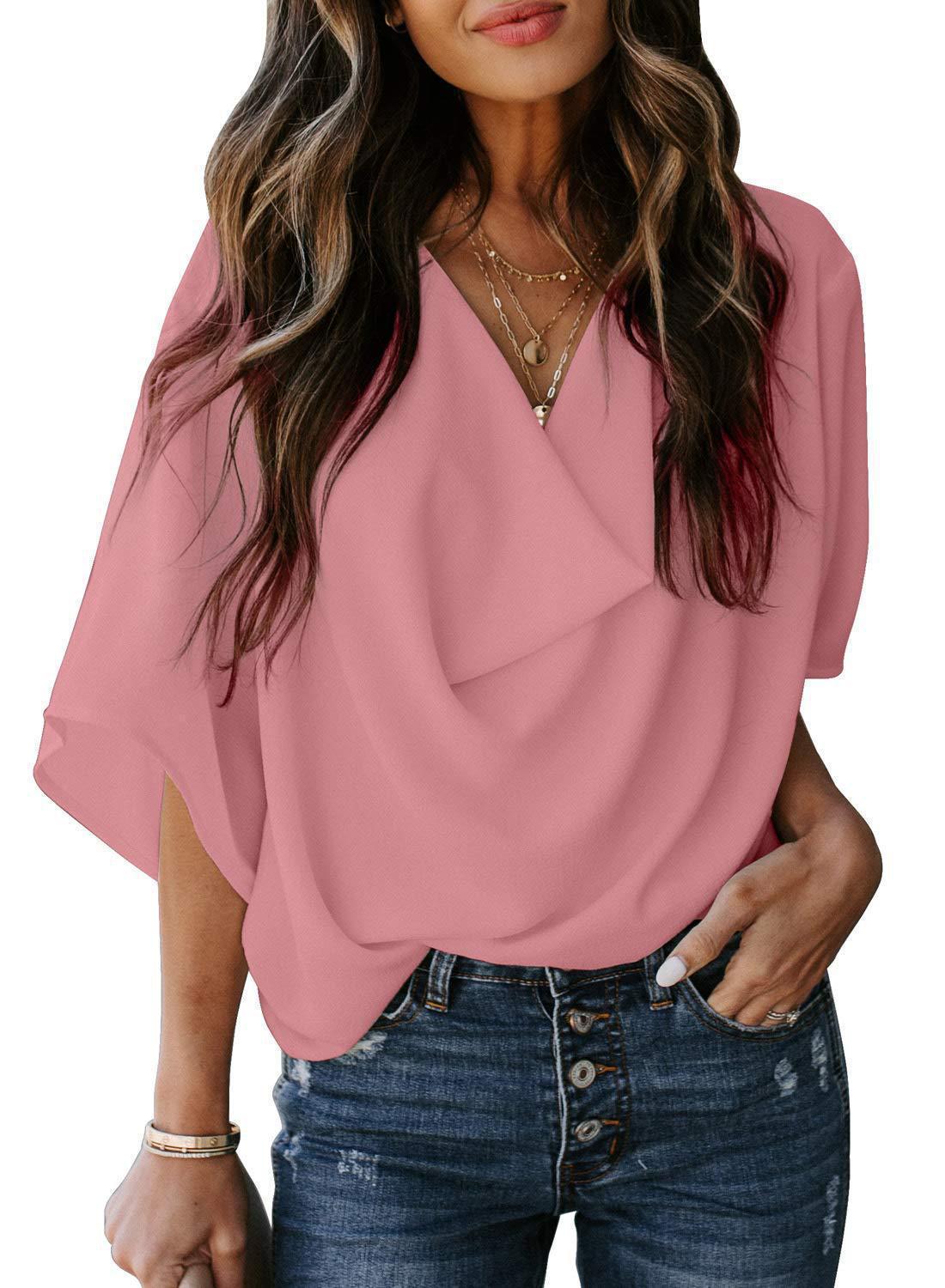Out-Shine | Chiffon shirt with V neckline