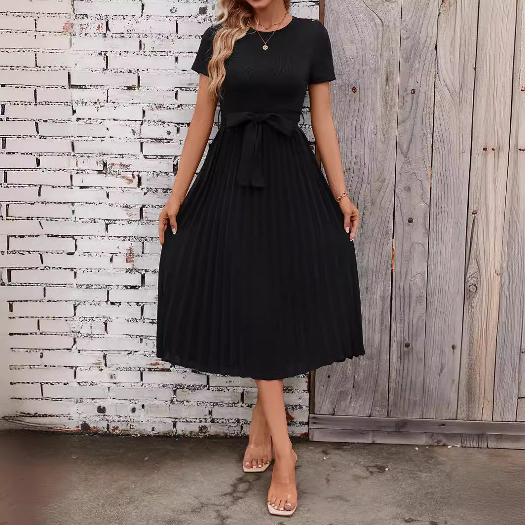 Deslumbra | Vestido midi fluido de manga corta con faja