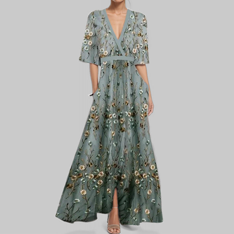 Out-Shine | Black V neckline printed waist dress with booties