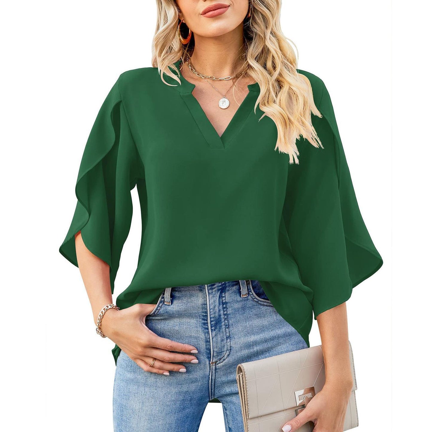 Out-Shine | Petal Sleeve Chiffon Shirt
