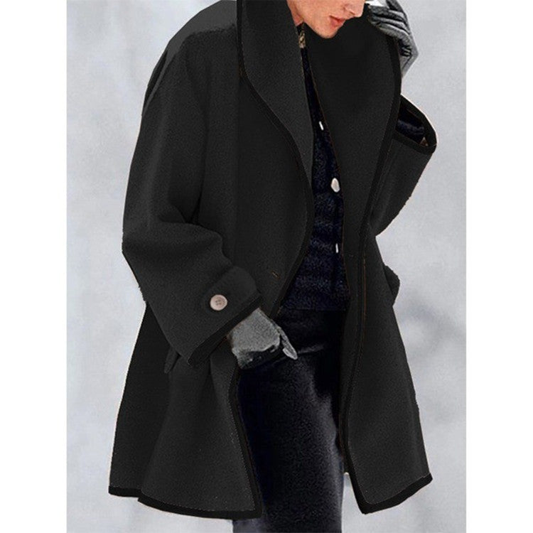 Out-Shine | Multi-colored Loose Hooded Wool Coat