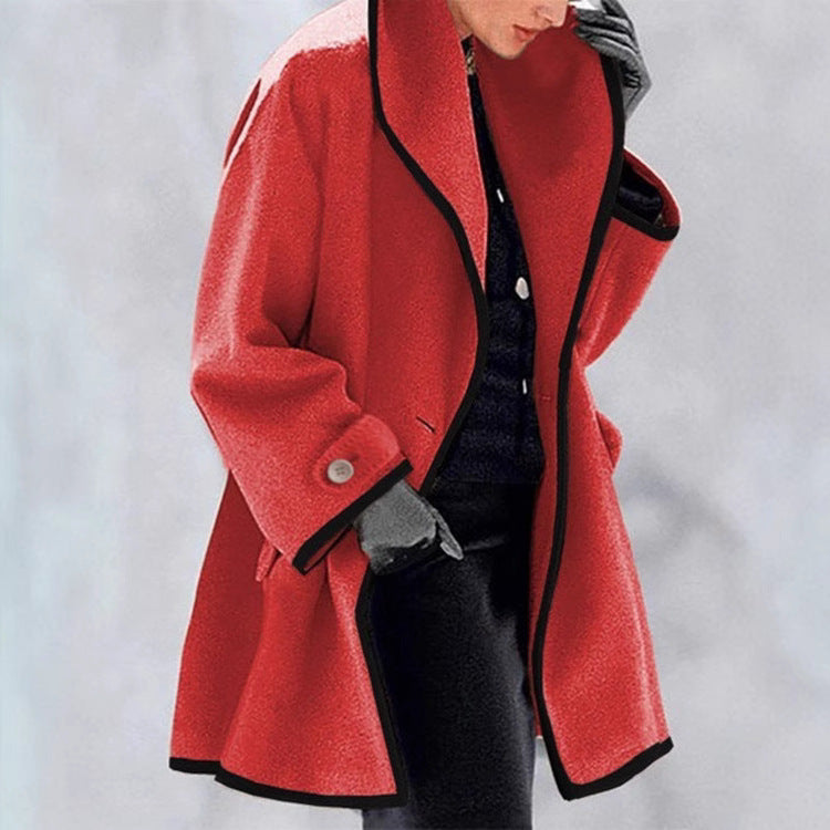 Out-Shine | Multi-colored Loose Hooded Wool Coat