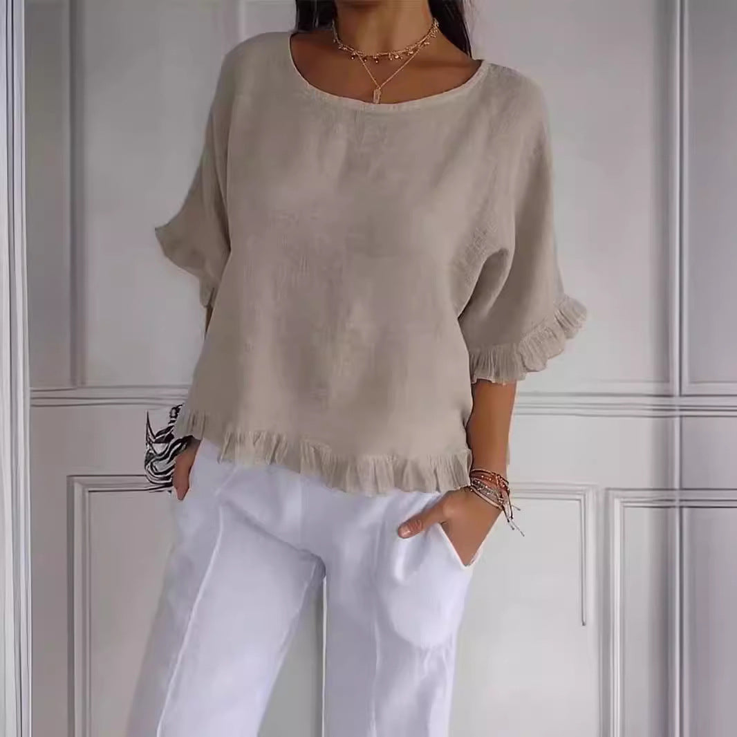 Out-Shine | Ruffle Hem Short Sleeve T Shirt