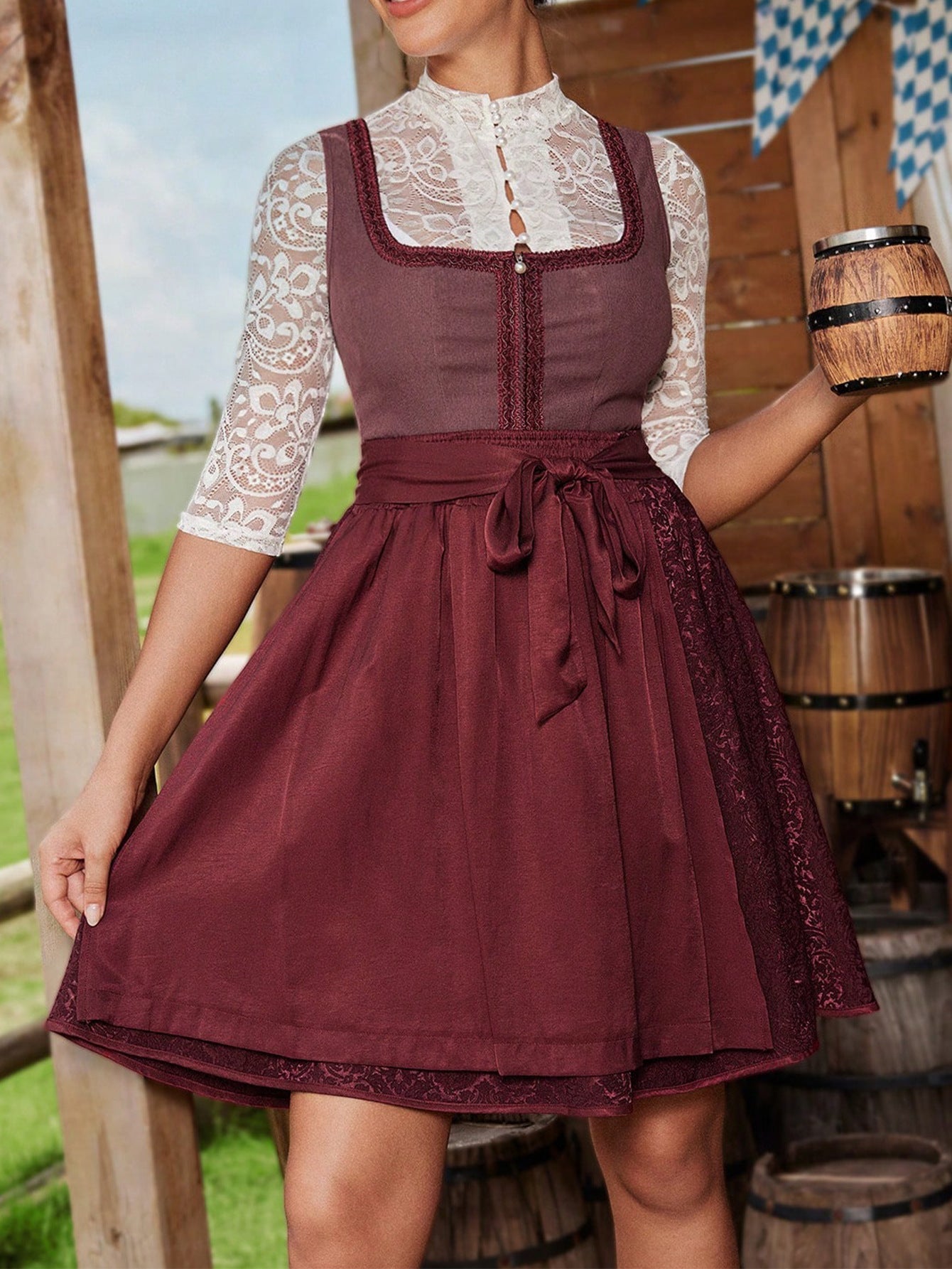 Deslumbra | Vestido de mujer con detalles florales y mangas de encaje