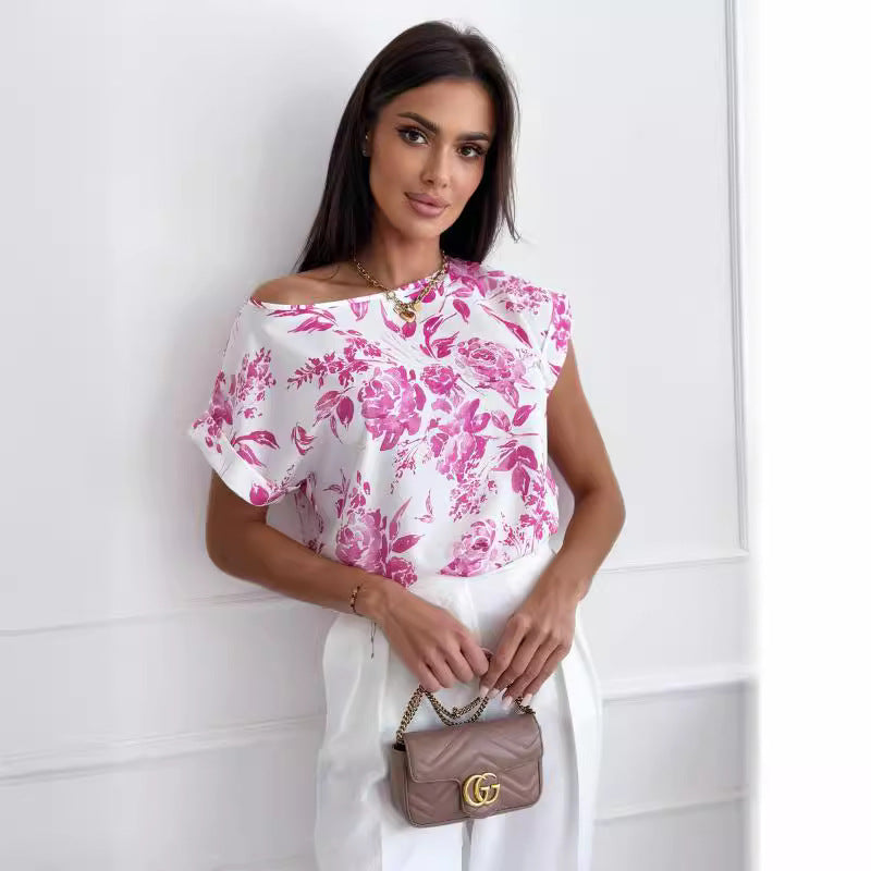Out-Shine | Summer printed round neck loose shirt