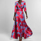 Out-Shine | Black V neckline printed waist dress with booties