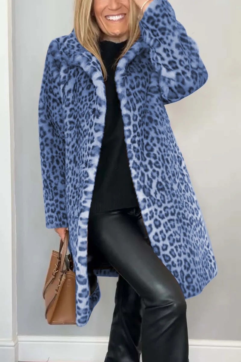 Out-Shine | Leopard pattern plush coat