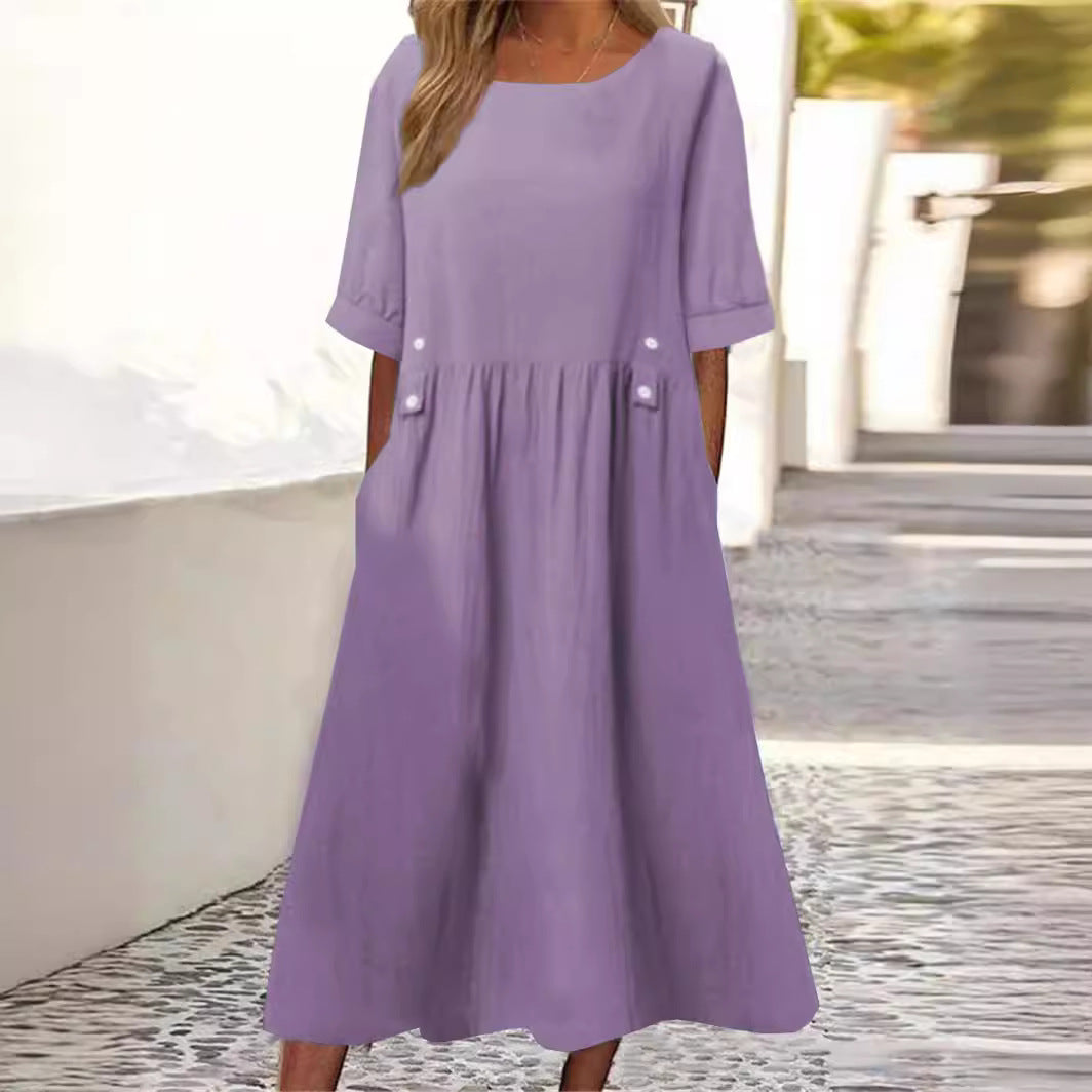 Out-Shine | Button Accent Midi Dress