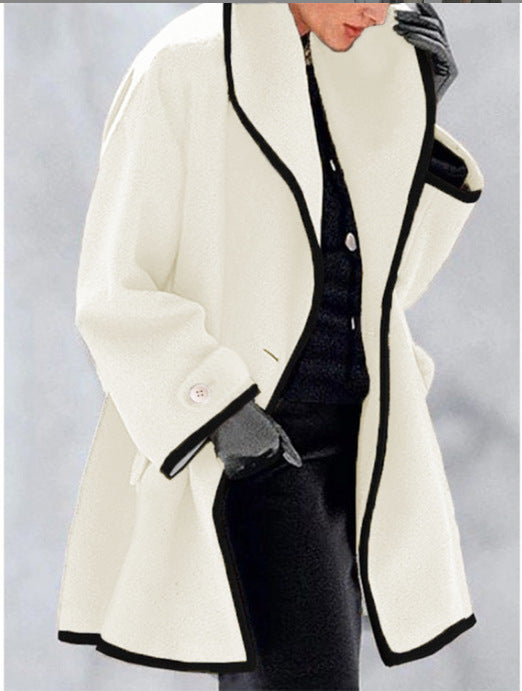 Out-Shine | Multi-colored Loose Hooded Wool Coat