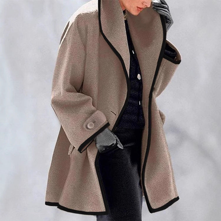 Out-Shine | Multi-colored Loose Hooded Wool Coat