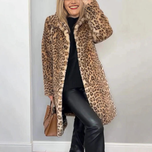 Out-Shine | Leopard pattern plush coat