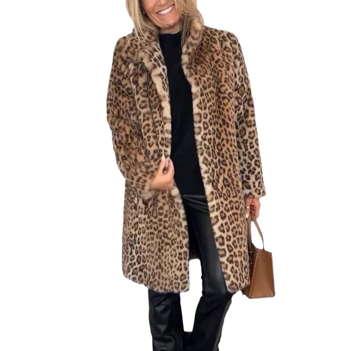 Out-Shine | Leopard pattern plush coat