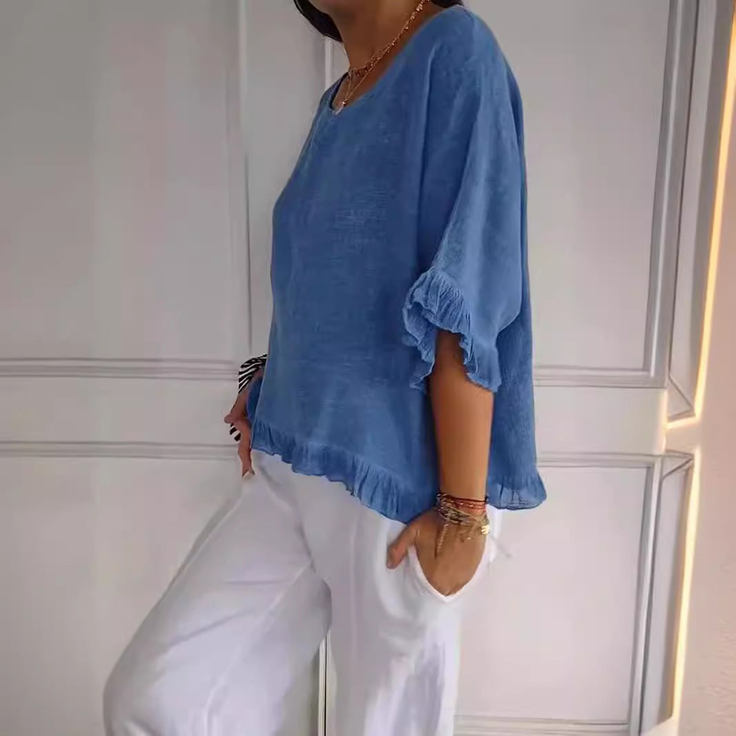 Out-Shine | Ruffle Hem Short Sleeve T Shirt