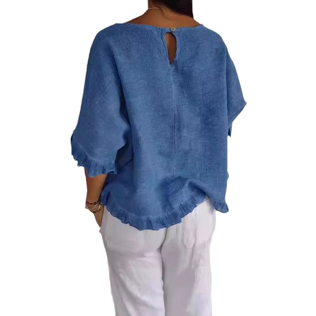 Out-Shine | Ruffle Hem Short Sleeve T Shirt