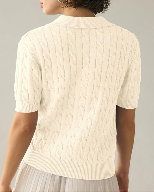 Out-Shine | Polo collar Twist knit sweater