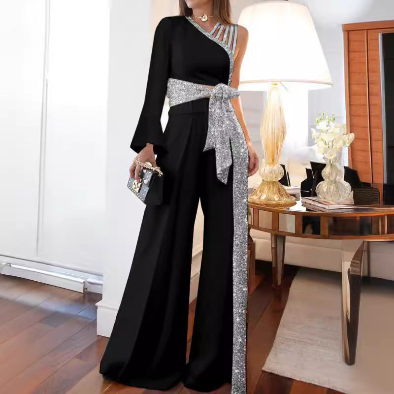 Out-Shine | Off-Shoulder Wide Leg Pants Set